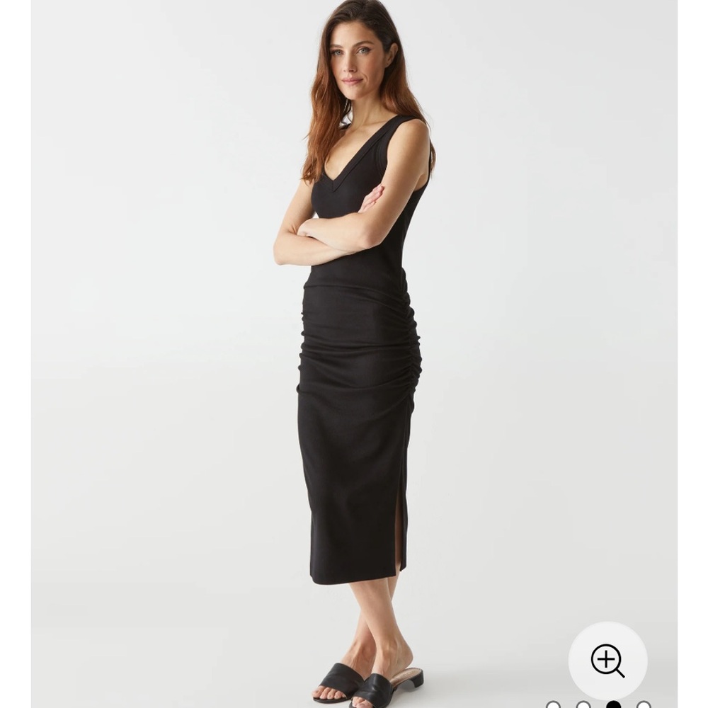 Michael Stars Navy Jersey Ruched Midi Dress